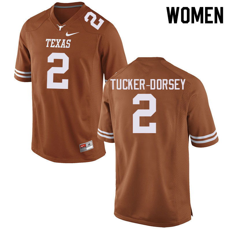 Women #2 Diamonte Tucker-Dorsey Texas Longhorns College Football Jerseys Sale-Orange